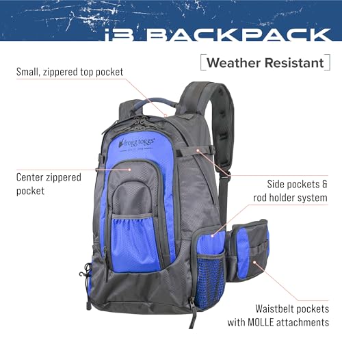 FROGG TOGGS Fishing Sling Pack, Easy Hands-free Fishing Tackle Storage Bag With Water Bottle Pocket - color: Blue