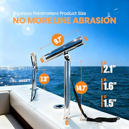 Outrigger Fishing Rod Holders for Trolling 2 Pack,Stainless Steel Fishing Pole Holder Outrigger for Marine Yacht, Boat, Kayak, Camper, Truck, RV
