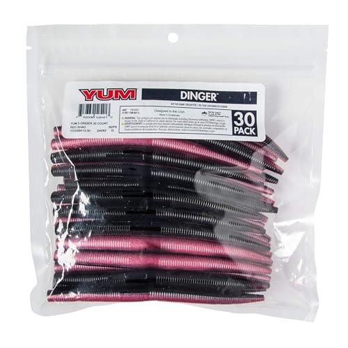 Yum Lures Dinger 5" Bulk 30-Pack - color: Red Shad, size: 5 Inch