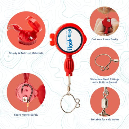 HOOK-EZE Fly Fishing Accessories - Fishing Knot Tying Tool for Tying Fishing Line to Hooks - Fishing Gear and Equipment, Gadget to Tie Knots Quick and Easy - Fishing Gifts for Men - color: Blue