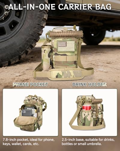 COOLYARD Water Bottle Holder with Strap Crossbody Sling Carrier Bag with Phone Pocket Molle Tactical Pouch for Walking Hiking Camping Gym Travel - color: CP Camo