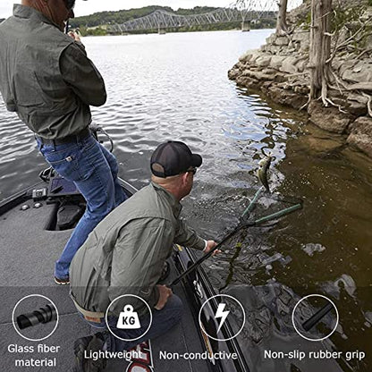 KOMCLUB 70.8in Floating Landing Net, Collapsible Telescoping Fishing Net‌ | Rubber Coated Handle for Easy Catch & Release, Kid-Friendly, Fits Saltwater & Freshwater Use, Black