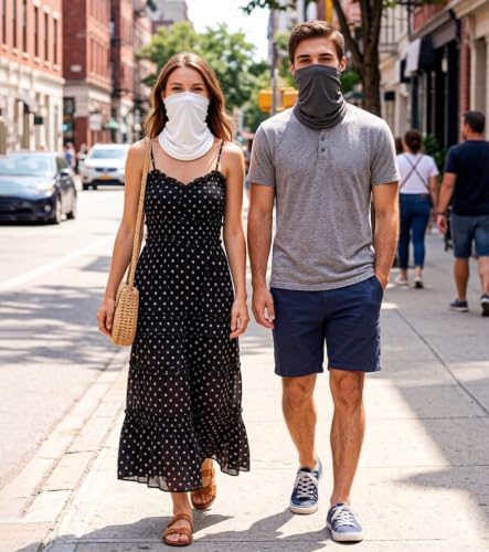 Fishing Neck Gaiter, Sun Protection Face Mask, Cooling Neck Shield Scarf Cycling Balaclava Bandana for Men and Women - color: Black+white+grey+light Grey