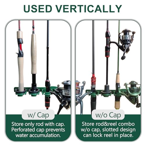 Aventik Vertical/Horizontal Fishing Rod Holder For Garage, Wall, Ceiling Holds Up To 6/12 Fishing Pole Holders (Green) - style: Green