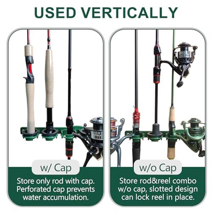 Aventik Vertical/Horizontal Fishing Rod Holder For Garage, Wall, Ceiling Holds Up To 6/12 Fishing Pole Holders（2 Pack Green） - style: 2 Pack Green