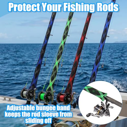 6 Pcs Spinning Reel Covers and Fishing Rod Sleeve Fit 2000-3000 Series Baitcaster Reel Protective Case Pouch Bag Rod Sock for Casting Trolling Spinning Rods Fishing Gear Storage Protection