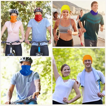 Geyoga Summer UV Protection Cooling Neck Gaiter | Sunscreen Breathable Face Scarf Bandana Mask Neck Gaiter for Outdoor Fishing Hiking Camping - color: Bright Colors