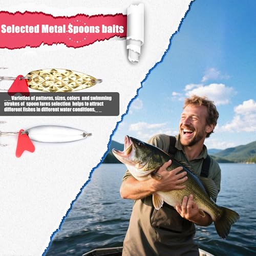 EXAURAFELIS Fishing Lures Tackle Kit, Mixed Hard & Soft Baits Metal Spoons Fishing Accessories for Bass Trout Pike Freshwater Saltwater Fishing - color: 75pcs