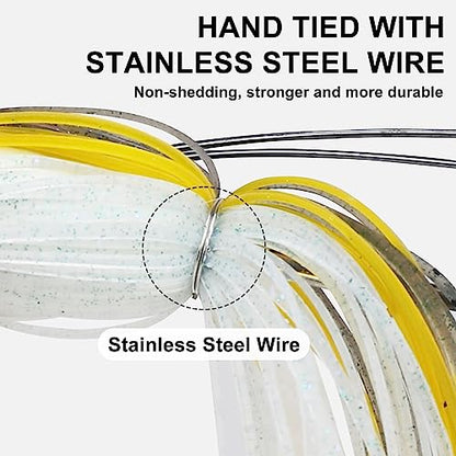 TRUSCEND Jigs Fishing Lures with Ultra Smooth Teflon Hook, Tour Grade Titanium Weed Guard Swim Jigs, Valuable Weedless Skirted Jig, Well-Made Lures for Crappie Bass Trout, Freshwater Fishing Gear - color: A2-1/2oz