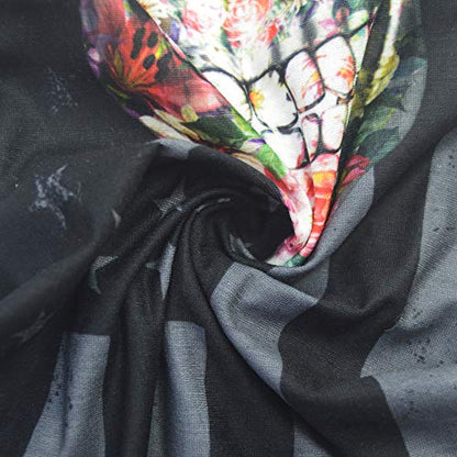 Obacle Skull Face Mask for Women Dust Wind Sun Protection Rave Festival Riding - color: Skull Pink Flower Face Black Eye Flag