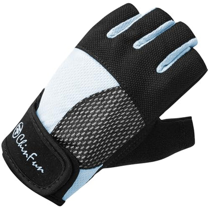ChinFun Kayaking Gloves 3/4 Finger - Provide Cushioning and Protection, with Resistant Palm and Grip, Easy to Take on and Off, Perfect for Diving, Sailing, Kayaking - Men, Women, Youth - color: Blue, size: Large