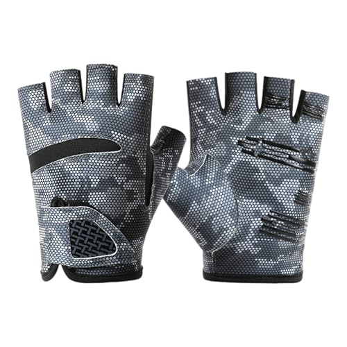 Angler Fingerless Gloves UPF50+ Sun Protections Fishing Gloves Breathable Elastic for Unisex Outdoor Fishing - color: Half finger honeycom, size: X-Large
