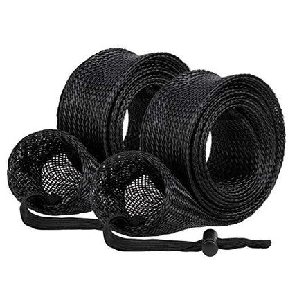 RUNCL Fishing Rod Sleeves & Reel Bags, Spinning/Casting Rod Socks & Spinning/Baitcasting Reel Covers - Protection Solution, Space Saver, Perfect Storage - Fishing Pole Sleeves & Reel Pouch (2 Pack) - color: Casting Rod Sleeves*2pcs,(Black)