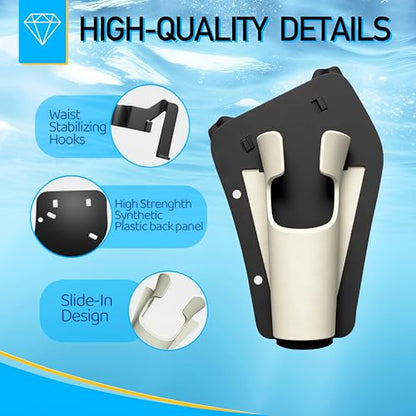 Slide-in Rod Hip Holster Belt Holder Fly Kayak Bank Fishing Fits 35mm Grips | Ambidextrous quick draw abs rod holder fits 2in belts lightweight clip for outdoor anglers trips & holiday gifts
