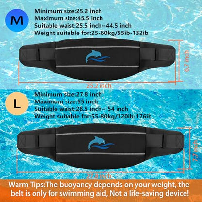 SIXRARI Adult Flotation Swim Belt, Adjustable 3-Section Buoyancy Belt with Reflective Strips for Water Aerobics, Aqua Jogging, Pool Exercise, Swimming Training & Low-Impact Workout - size: Medium