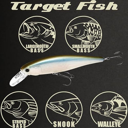 LUCKY CRAFT Pointer 100SP, Jerkbait Side by Side Action Tournament Winning Perfect Wobbling Freshwater Lake Bass Fishing Champion Bait - color: 832 Original Wakasagi