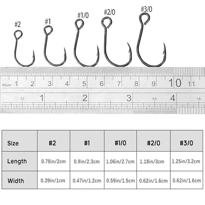 THKFISH 50pcs/100Pcs Box Inline Single Hooks Replacement Fishing Hooks for Lures Baits Inline Circle Hooks Large Eye with Barbed Saltwater Freshwater #2#1 1/0 2/0 3/0 - color: 100pcs-black