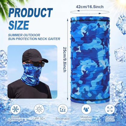 Geyoga Summer UV Protection Cooling Neck Gaiter | Sunscreen Breathable Face Scarf Bandana Mask Neck Gaiter for Outdoor Fishing Hiking Camping - color: Camouflage Colors