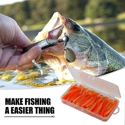 MAFIMOEA 50 Pcs Soft Fishing Lures Plastic Paddle Tail Swim Baits Kit for Bass Trout Walleye Crappie 5 Mixed Colors Fishing Soft Plastic Lure Kit 5.5CM - color: Orange