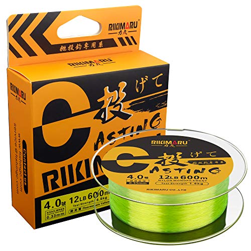RIKIMARU Premium Monofilament Fishing Line-Strong and Abrasion Resistant Mono Line-Superior Nylon Material Fishing Line - color: Fluo-Yellow, size: 660Yds/0.37mm/15LB