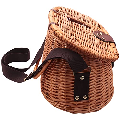 Wicker Basket Fishing Creel Trout Perch Cage Tackle Fisherman Box Outdoor Classical Willow Trout Fishing Creel Basket