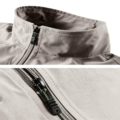 Mens Golf Vest Waterproof Fishing Shirt Zip Up Sleeveless Jacket with Pockets Outdoor Camping Hiking Shirts Travel Photo Vest - color: A02 Beige, size: Large