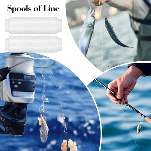 Molain 6 PCS Fishing Bait Elastic Thread, 0.2mm 820 FT Per Spool Invisible Magic Thread for Fishing Fishing Line Fishing Bait String No Knots Required Bait Keeper Stretchy Clear String for Catf
