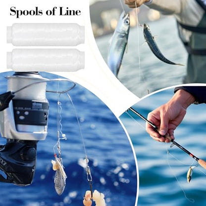 Molain 6 PCS Fishing Bait Elastic Thread, 0.2mm 820 FT Per Spool Invisible Magic Thread for Fishing Fishing Line Fishing Bait String No Knots Required Bait Keeper Stretchy Clear String for Catf