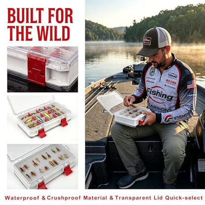 Fishing Tackle Box Tackle Tray Floating Fishing Lure Box Storage Organizer Plastic Box with Adjustable Dividers White Silicone Vertebrae - style: Double Sided B107