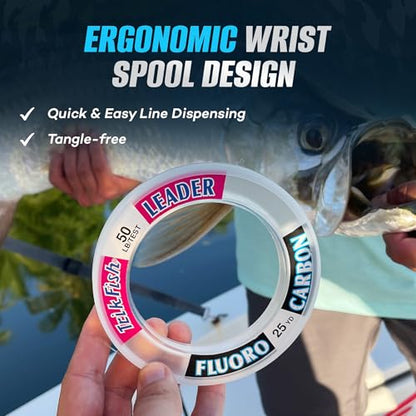 TrikFish Fluorocarbon Leader Fishing Line - Trik Fish Leader - Saltwater & Freshwater Fishing Line - Clear, Virtually Invisible - High Strength & Abrasion Resistance Lb Test - size: 50 Yards, style: 200lb Test