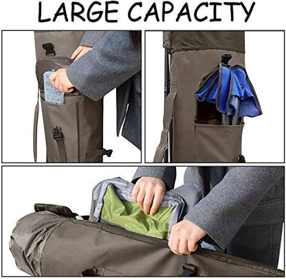 Allnice Durable Canvas Fishing Rod & Reel Organizer Bag Travel Carry Case Bag- Holds 5 Poles & Tackle - color: Khaki