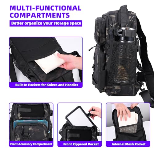 Jaylene 16.5Inch Fishing Backpack with Tackle Boxes, Fishing Backpack with Rod Holder, Waterproof Sling Tackle Bag For Gear With Lures, Pliers, Fish Lip Gripper Gifts for Men（103PCS Tool Kit）