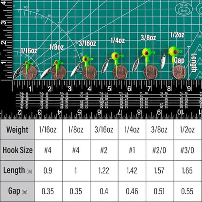 Dr.Fish 10 Pack Underspin Jigs Heads Freshwater Fishing Jig Spinner Stand up Swimbait Bass Walleye Fishing Hooks Willow Blade Round Bottom - color: Firetiger, size: 1/2oz