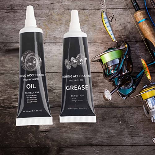 Ejoyous Fishing Reel Oil, 2Pcs Reel Oil Lubricant Grease Maintenance Tool Kit for Bearings Spinning Baitcasting Spincast - color: Black