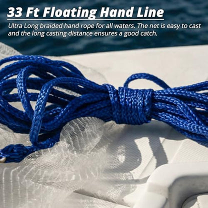 1.3 lbs/ft Fishing Cast Net with Eco-Friendly Lead Weights, 3/8inch Mesh Size, Throw Nets for Freshwater & Saltwater, 4/6/8/10/12 Ft Radius Casting Net - ProCast Series - size: 10-ft radius