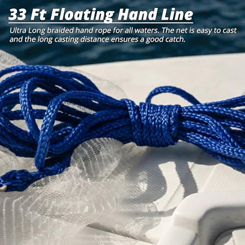 1.3 lbs/ft Fishing Cast Net with Eco-Friendly Lead Weights, 3/8inch Mesh Size, Throw Nets for Freshwater & Saltwater, 4/6/8/10/12 Ft Radius Casting Net - ProCast Series