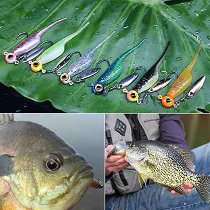 Crappie-Baits- Plastics-Jig-Heads-Kit-Shad-Minnow-Fishing-Lures-for Crappie-Panfish-Bluegill-40 &135 Piece Kit - color: BABY SHAD 40 pc.KIT COMBO 2
