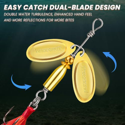 TRUSCEND Vibespinner Easy Catch Fishing Lures with BKK Hooks, Tail Spinner Baits with 4 Actions, Vibrating Swimming Flashing & Jigging for More Bites, Spoon Lures for Bass Trout Crappie Walleye Pike - color: B-5/32oz-1.7"