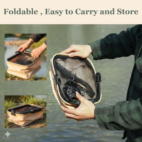 2.11 Gal Collapsible Fishing Bucket - Minnow Bait Bucket w/Aerator Pocket | Compact EVA minnow bucket. 100% leakproof with aerator pocket & mesh lid. Keeps live bait fresh. Great for kayak & travel. - size: 2.11 Gallon (8L)