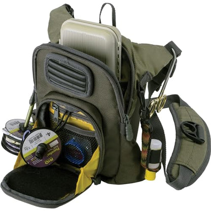 Fall River Fishing Chest Pack, Fits Up to 2 Tackle/Fly Boxes, 152 Cu in / 2.5 L - color: Olive Green