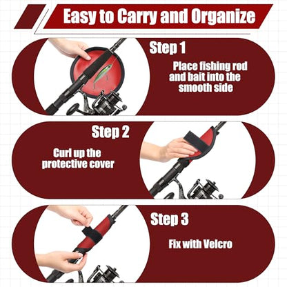 8Pcs Fishing Covers, Red Fishing Rod Sleeve and Hook Covers for Rod to Protect Fishermen from Sharp Fish Hooks Wrap