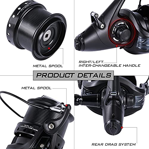 Sougayilang Spinning Fishing Reel 12+1BB Metal Body Smooth Carp Spinning Reels for Saltwater Freshwater Fishing - color: BE9000