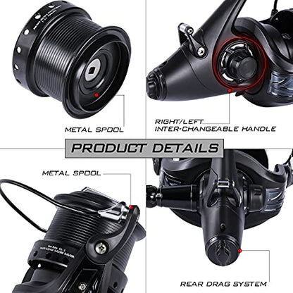 Sougayilang Spinning Fishing Reel 12+1BB Metal Body Smooth Carp Spinning Reels for Saltwater Freshwater Fishing - color: BE9000