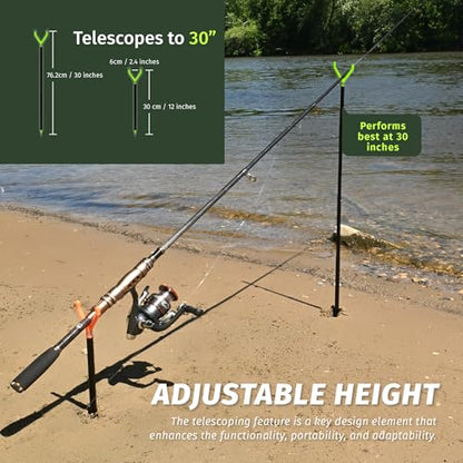 Fishin’ Stix Trident Telescoping Fishing Rod Holders – Extendable 12"–30", 50 lb+ Capacity, Sand Stake Pole Stand for Surf Fishing, Bank Angling, Catfish Rods, Lure & Bait Setup - style: Yellow (4 Pack)