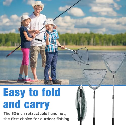 7 Pcs Fish Trap Minnow Trap Crab Trap Crawfish Trap Lobster Trap and Portable Folded Fishing Accessories 60 Inch Fishing Landing Net for Fishing
