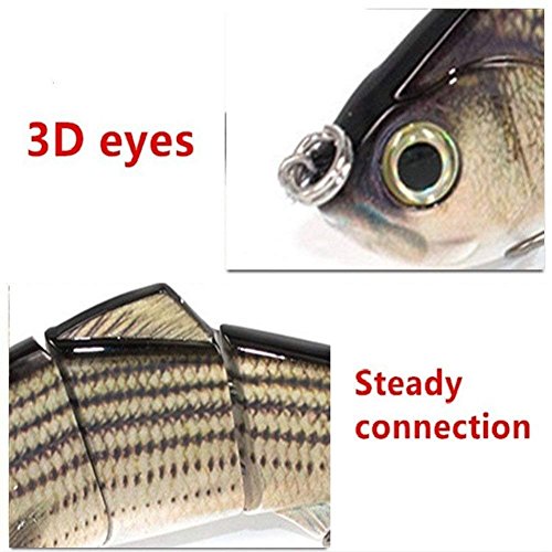 4 Segment Fishing Lures with BKK Hooks for Fishing, Easy Catch | 4.76oz Heavy-Duty Big Sinking Lifelike Swimbaits for Bass, Trout, Crappie, Walleye, Pike, Great for Fisherman, Dad Gifts