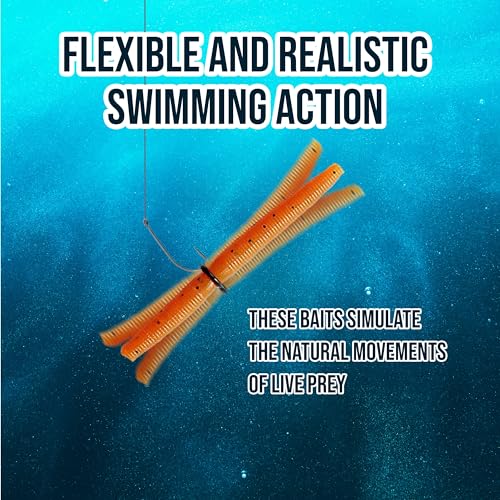 Reaction Tackle Wacky Worms, 5.5 Inch Salt Impregnated Soft Plastic Stick Bait Bass Fishing Lures for Finesse, Wacky, Neko, Texas and Carolina Rigs, 24 Pack - color: Green Pumpkin Red Flake