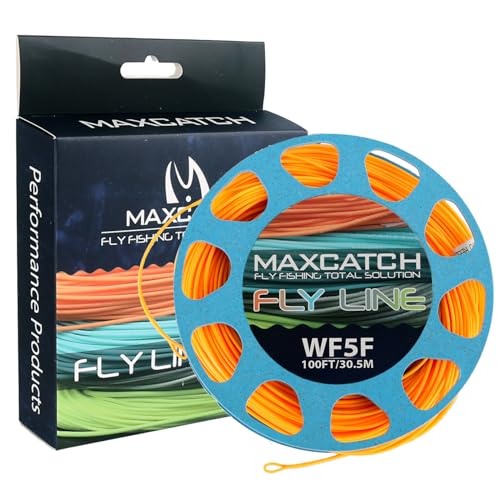 Maxcatch Weight Forward Fly Fishing Line with Two Welded Loops, Floating Fly Lines for Freshwater, 100FT (WF1F, 2F, 3F, 4F, 5F, 6F, 7F, 8F) - color: Fly Line-Orange (New), size: WF8F-100FT
