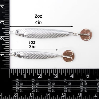 Dr.Fish Fishing Jigs Jigging Spoon Saltwater Fishing Lure Casting Metal Spoon Surf Fishing Mackerel Striper Lures Stinger Bluefish Vertical Diamond Jig - color: Silver, size: 1oz-3 Pieces