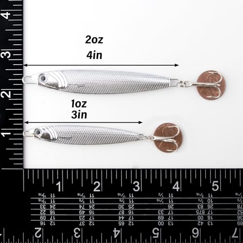 Dr.Fish Fishing Jigs Jigging Spoon Saltwater Fishing Lure Casting Metal Spoon Surf Fishing Mackerel Striper Lures Stinger Bluefish Vertical Diamond Jig - color: Silver, size: 1oz-5 Pieces